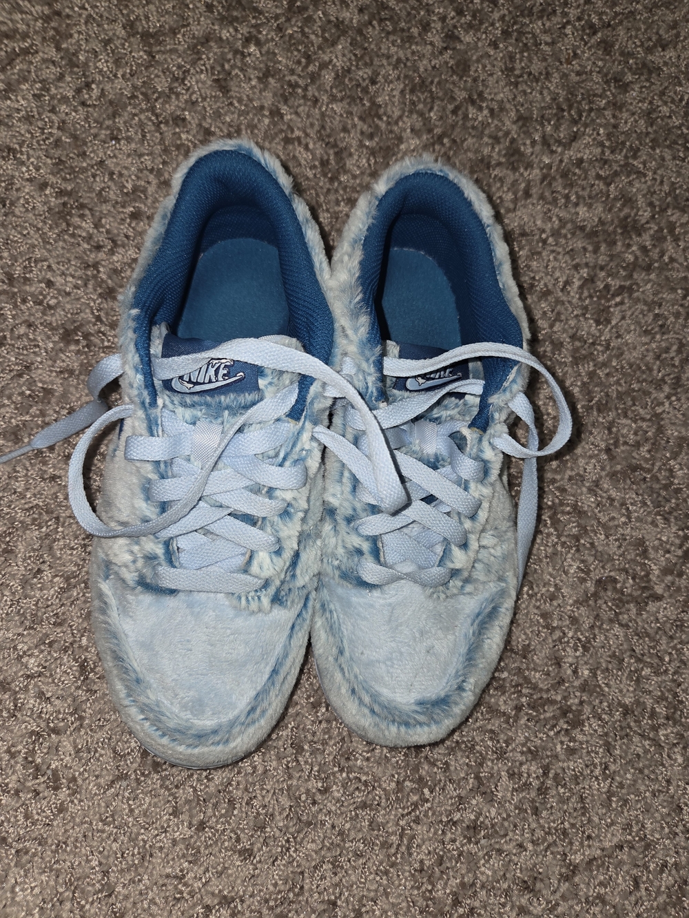 Nike Kids Light Blue Fuzzy Sneakers